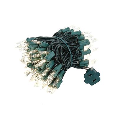 Novelty Lights 22 Feet 100 Bulbs Traditional Incandescent Mini Lights, Clear on Green Wire with 2.5" Spacing, Commercial Grade and UL Listed for Indoor/Outdoor Use, End-to-End Connectable