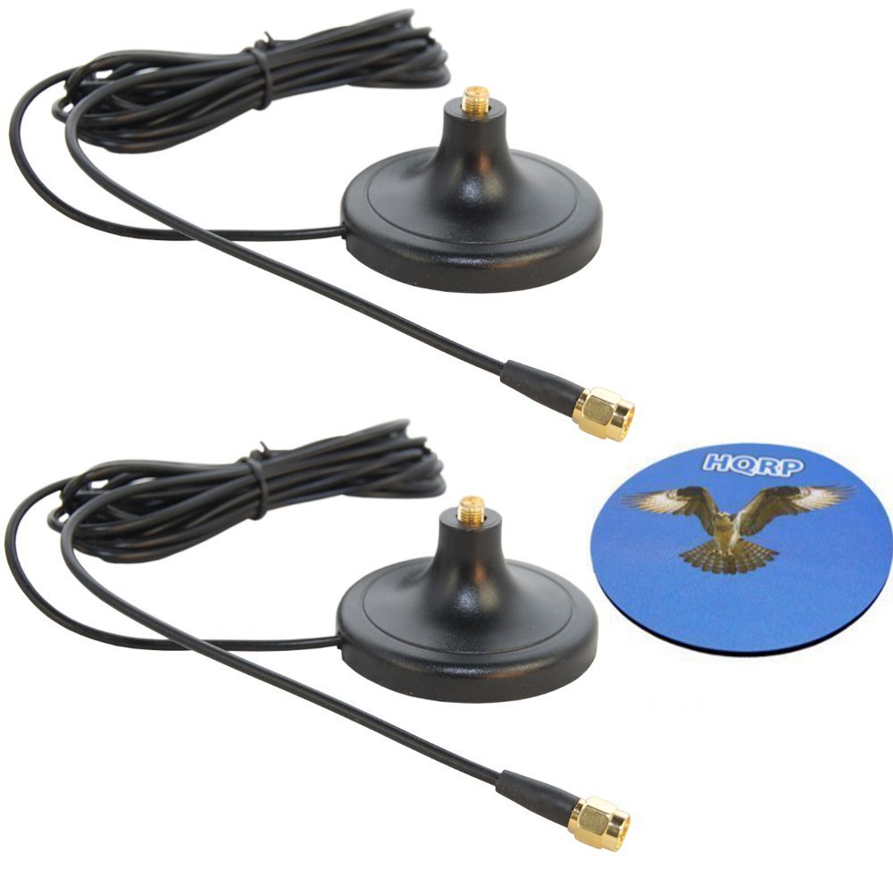HQRP Set: 2 PCS 3M RP-SMA WiFi Antenna Extension Cable Connector Magnetic Base Compatible with Belkin F5D8230zh4 / F5D7233zh / F5D8231zh4 / F5D6001 / F5D7000 / F5D7001 Coaster