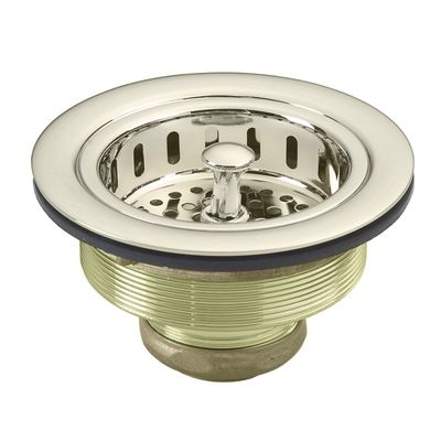 Westbrass D214-05 3-1/2" Post Style Large Kitchen Sink Basket Strainer, Polished Nickel