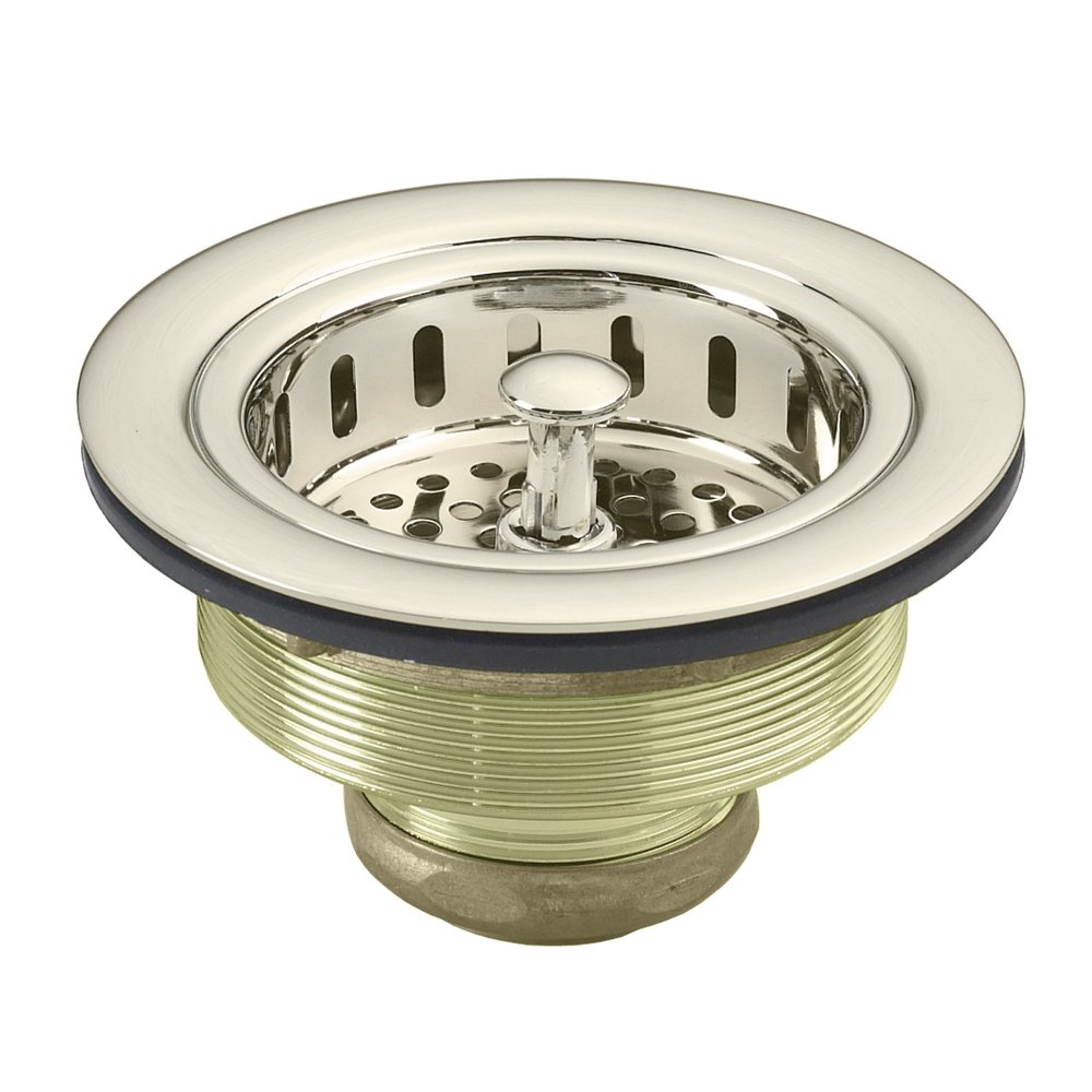 Westbrass D214-05 3-1/2" Post Style Large Kitchen Sink Basket Strainer, Polished Nickel