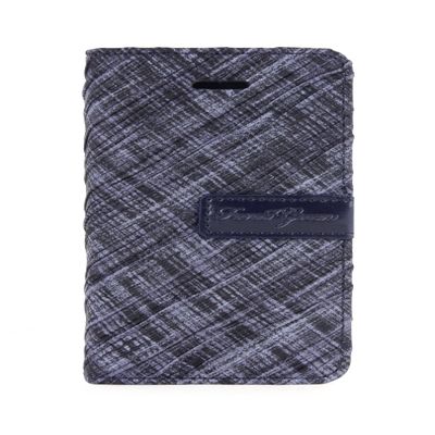 ForestGreen Stylish Checked Synthetic Leather Flip Case for iPhone 5C - Retail Packaging - Navy Blue