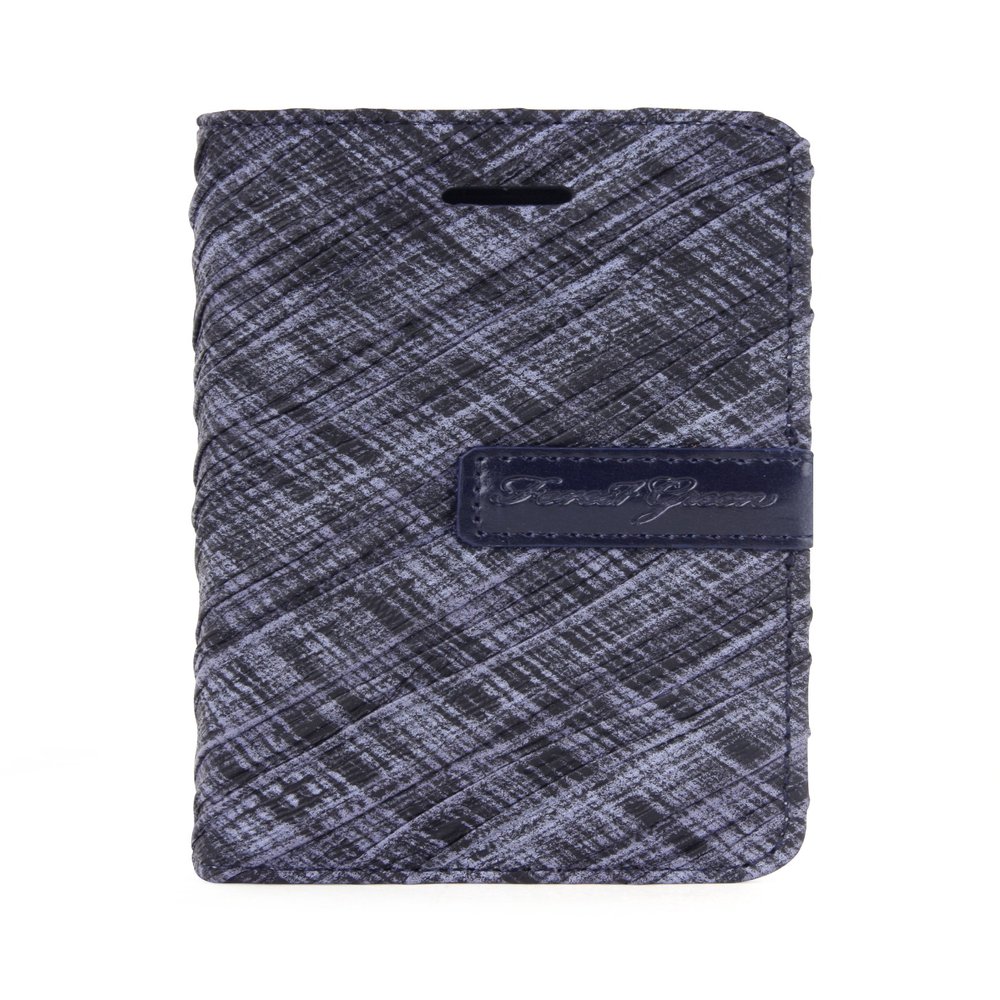 ForestGreen Stylish Checked Synthetic Leather Flip Case for iPhone 5C - Retail Packaging - Navy Blue