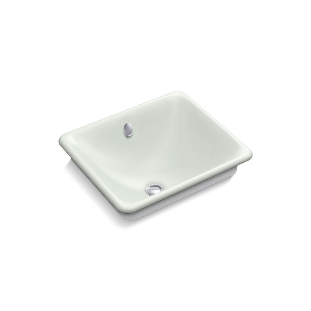 KOHLER 5400-W-FF Iron Plains Wading Pool Bathroom Sink, Sea Salt