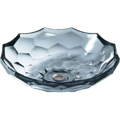 KOHLER K-2373-TG1 Briolette, ARTIST EDITIONS Oval Faceted Glass Bathroom Vessel Sink, Translucent Dusk