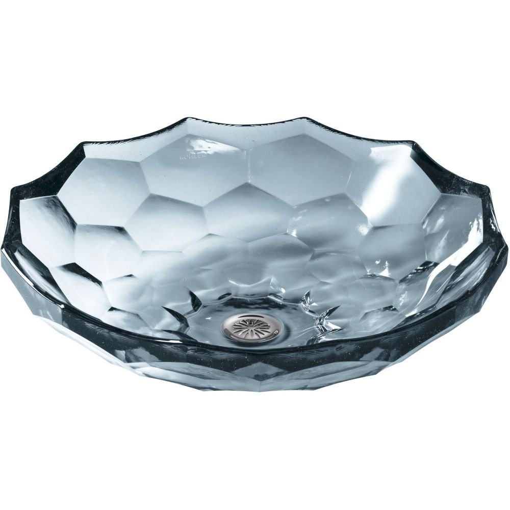 KOHLER K-2373-TG1 Briolette, ARTIST EDITIONS Oval Faceted Glass Bathroom Vessel Sink, Translucent Dusk