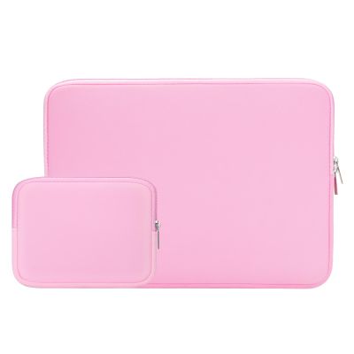 RAINYEAR Laptop Sleeve Case Compatible with 13.3 Inch Notebook Computer Tablet Chromebook 14" MacBook Pro/Max M1 M2 M3 M4 M5 Soft Carrying Bag Zipper Protective Cover with Accessories Pouch (Pink)