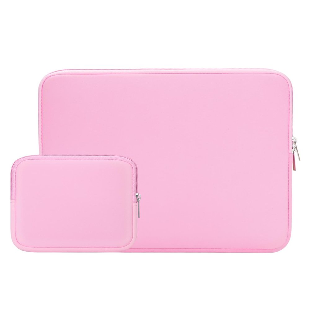 RAINYEAR Laptop Sleeve Case Compatible with 13.3 Inch Notebook Computer Tablet Chromebook 14" MacBook Pro/Max M1 M2 M3 M4 M5 Soft Carrying Bag Zipper Protective Cover with Accessories Pouch (Pink)