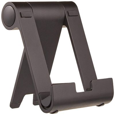 Amazon Basics Multi-Angle Portable Foldable Stand for iPad Tablet, E-reader and Phone, Sturdy Hands-Free Viewing, Black