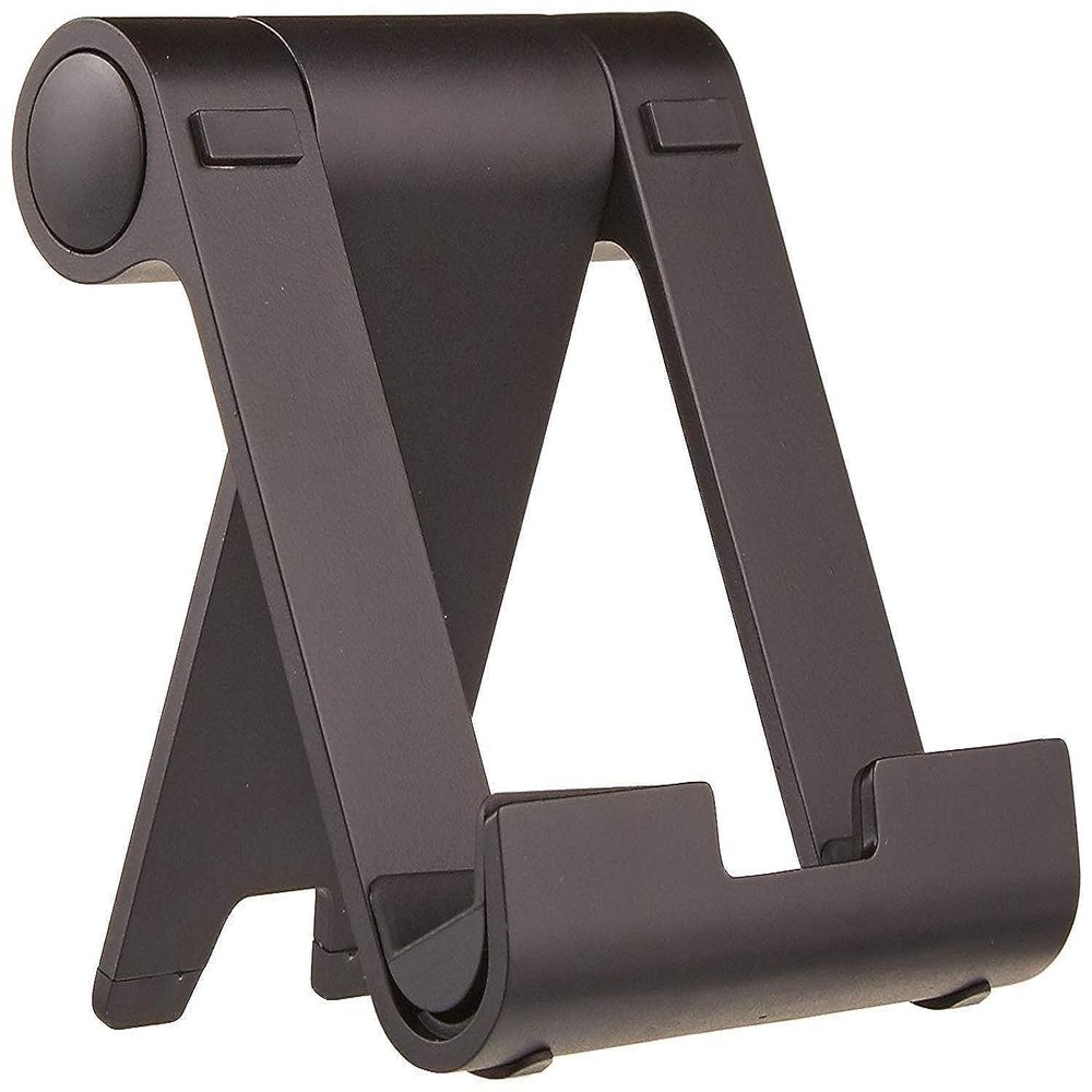Amazon Basics Multi-Angle Portable Foldable Stand for iPad Tablet, E-reader and Phone, Sturdy Hands-Free Viewing, Black