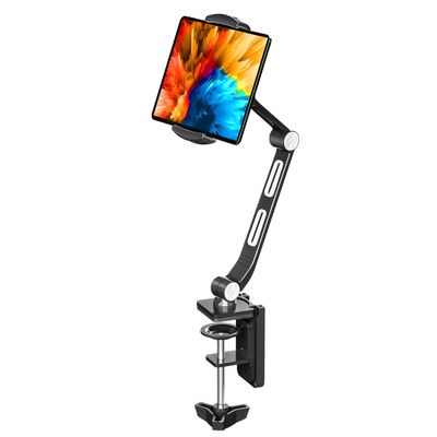 suptek Aluminum Alloy Cell Phone Desk Mount Stand 360 Tablet Stand and Holders Adjustable for iPad, iPhone, Samsung, Asus and More 4.7-11 inch Devices, Good for Bed, Kitchen, Office (YF208B)