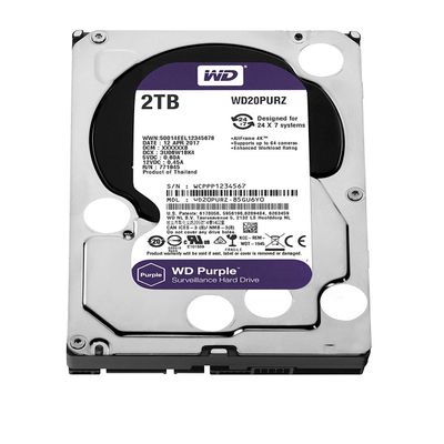 WD Purple 2TB Surveillance Hard Disk Drive - 5400 RPM Class SATA 6 Gb/s 64MB Cache 3.5 Inch - WD20PURX [Old Version]