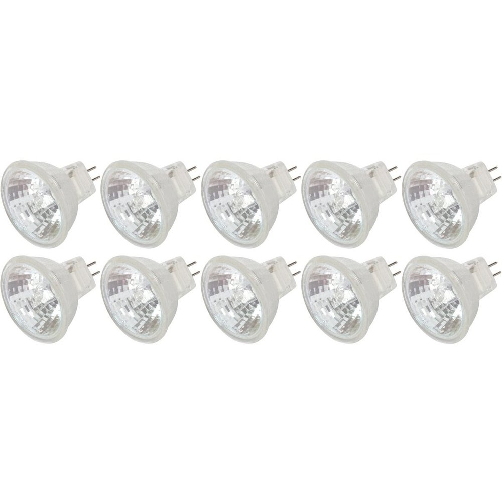 Simba Lighting MR11 Halogen 20W 12V FTD Spotlight Light Bulbs (10 Pack) 2-Pin 220lm for Landscape, Accent, Track Lights, and Fiber Optics, GU4 Bi-Pin Base, Glass Cover, Warm White 2700K Dimmable