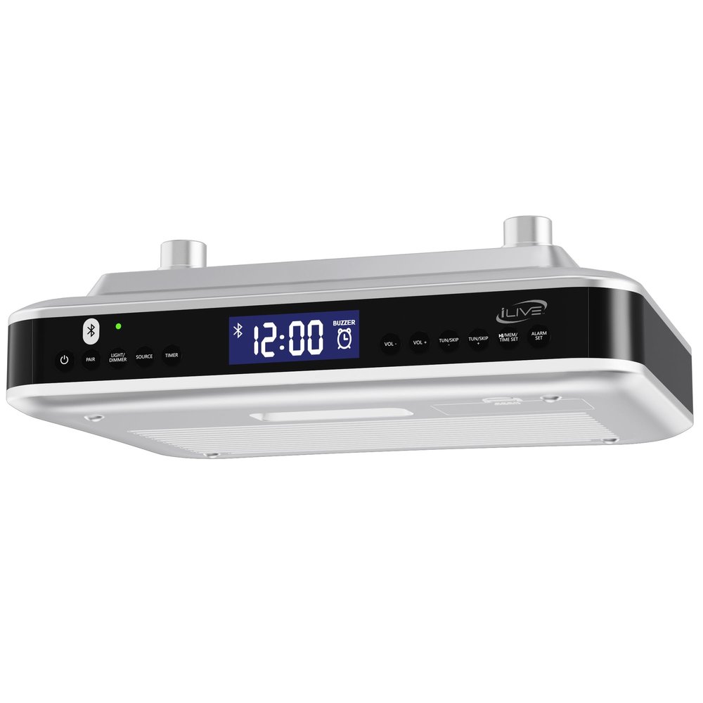 iLive Bluetooth Under Cabinet Radio with Clock, Timer & LED Kitchen Light