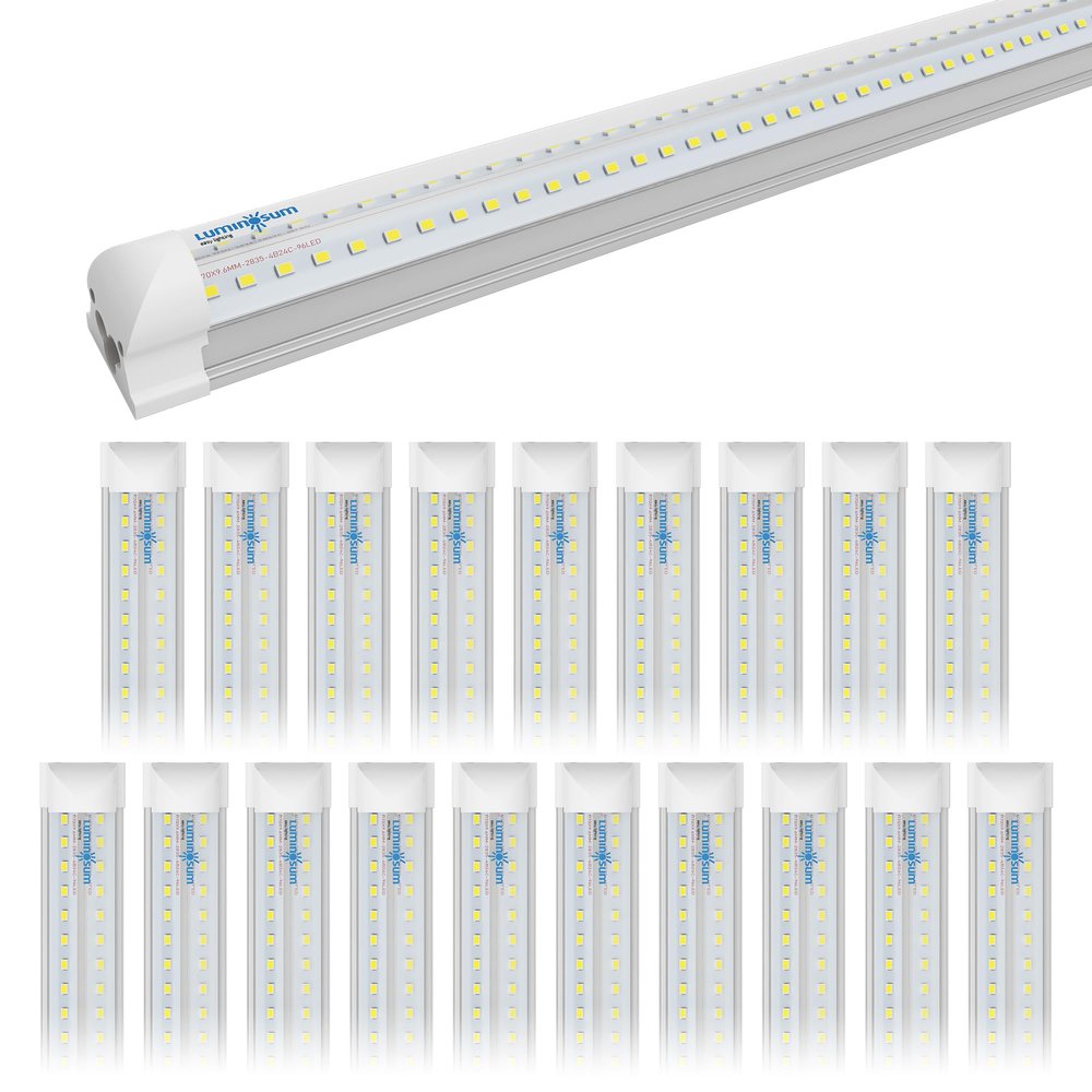 LUMINOSUM 6ft T8 LED Shop Light Fixture V-Shaped Linkable 42W 6000K 20 Pack