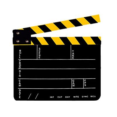 Professional Studio Camera Photography Video Acrylic Clapboard Dry Erase Director Film Movie Clapper Board Slate with Yellow/Black Sticks(9.6x11.7" /25x30cm), Black