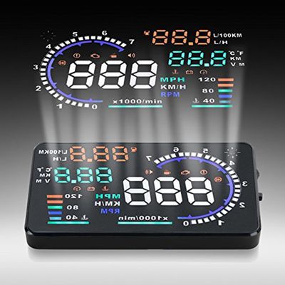 Smart Unlimited Brand New Universal 5.5" Colorful Car A8 HUD Speed Head Up Display with OBD2 Interface OverSpeed Warning Plug & Play Vehicle Speedometer KM/h MPH Display