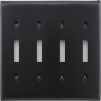 Classic Accents Stamped Steel Oil Rubbed Bronze Four Gang Toggle Light Switch Wall Plate