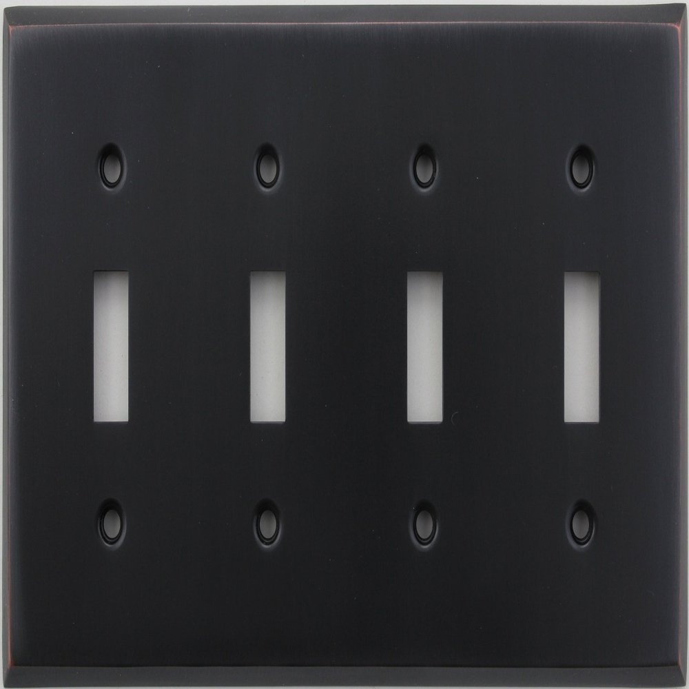 Classic Accents Stamped Steel Oil Rubbed Bronze Four Gang Toggle Light Switch Wall Plate