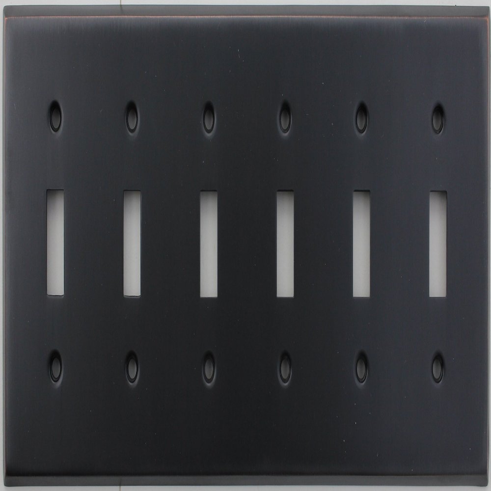 Classic Accents Stamped Steel Oil Rubbed Bronze 6 Gang Toggle Light Switch Wall Plate