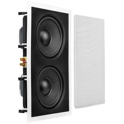 OSD Audio Dual 8" in Wall Subwoofer 350W Reinforced Back Bridge, Easy Install, Paintable Grill, IWS88