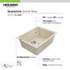 Houzer 24" Granite Composite Undermount Single Bowl Kitchen Sink view 3