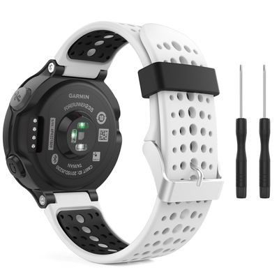 MoKo Watch Band Compatible with Garmin Forerunner 235, Soft Silicone Replacement Watch Band fit Garmin Forerunner 235/235 Lite/220/230/620/630/735XT/Approach S20/S6/S5 - White & Black