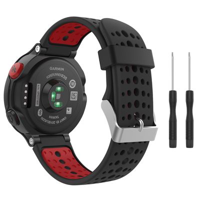 MoKo Watch Band Compatible with Garmin Forerunner 235, Soft Silicone Replacement Watch Band fit Garmin Forerunner 235/235 Lite/220/230/620/630/735XT/Approach S20/S6/S5 - Black & Red