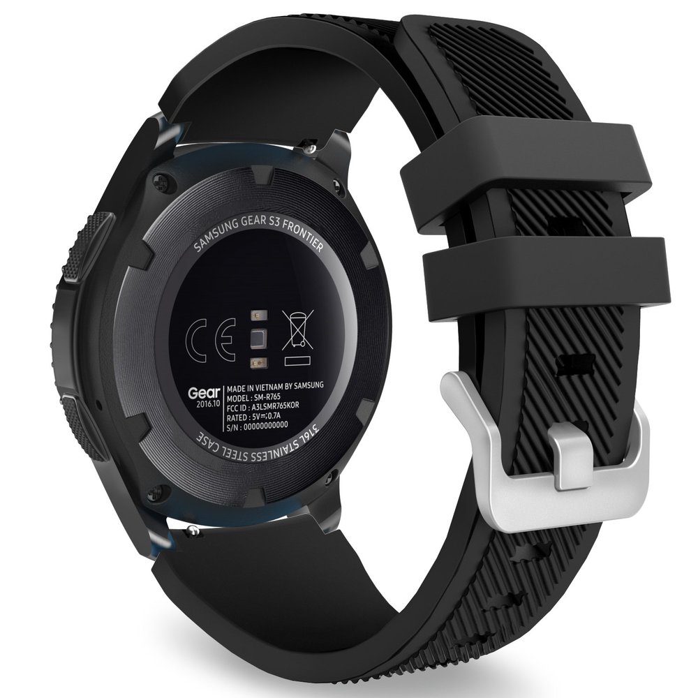 MoKo Band Compatible with Samsung Galaxy Watch 3 45mm/Gear S3 Frontier/Classic/Galaxy Watch 46mm/Huawei Watch GT 46mm/Watch GT 2e 46mm/Ticwatch S2/E2, Silicone Sport Strap Fit 22mm Band, Black