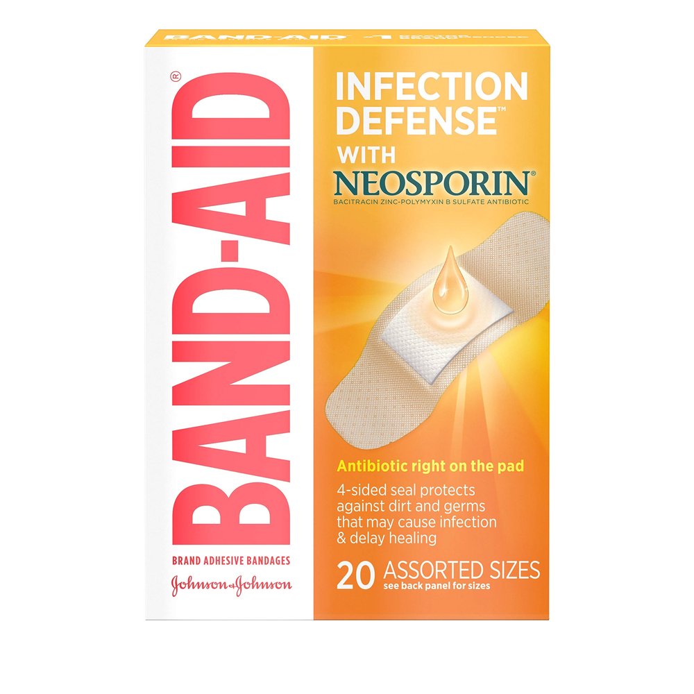 Band-Aid Waterproof Antibiotic Adhesive Bandage, Various Sizes, 2 Pack