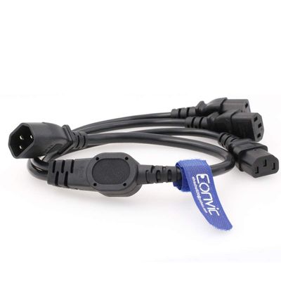 Eonvic IEC 320 C14 Male to 3 x C13 Female Y Splitter Power Cable 2ft/60cm