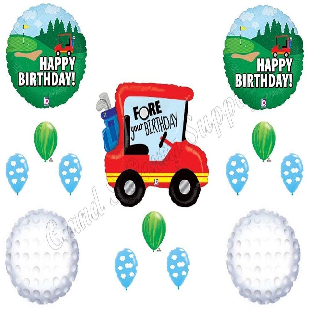 GOLF FORE YOUR Birthday Party Balloons Decoration Supplies Cart Man Clubs Ball