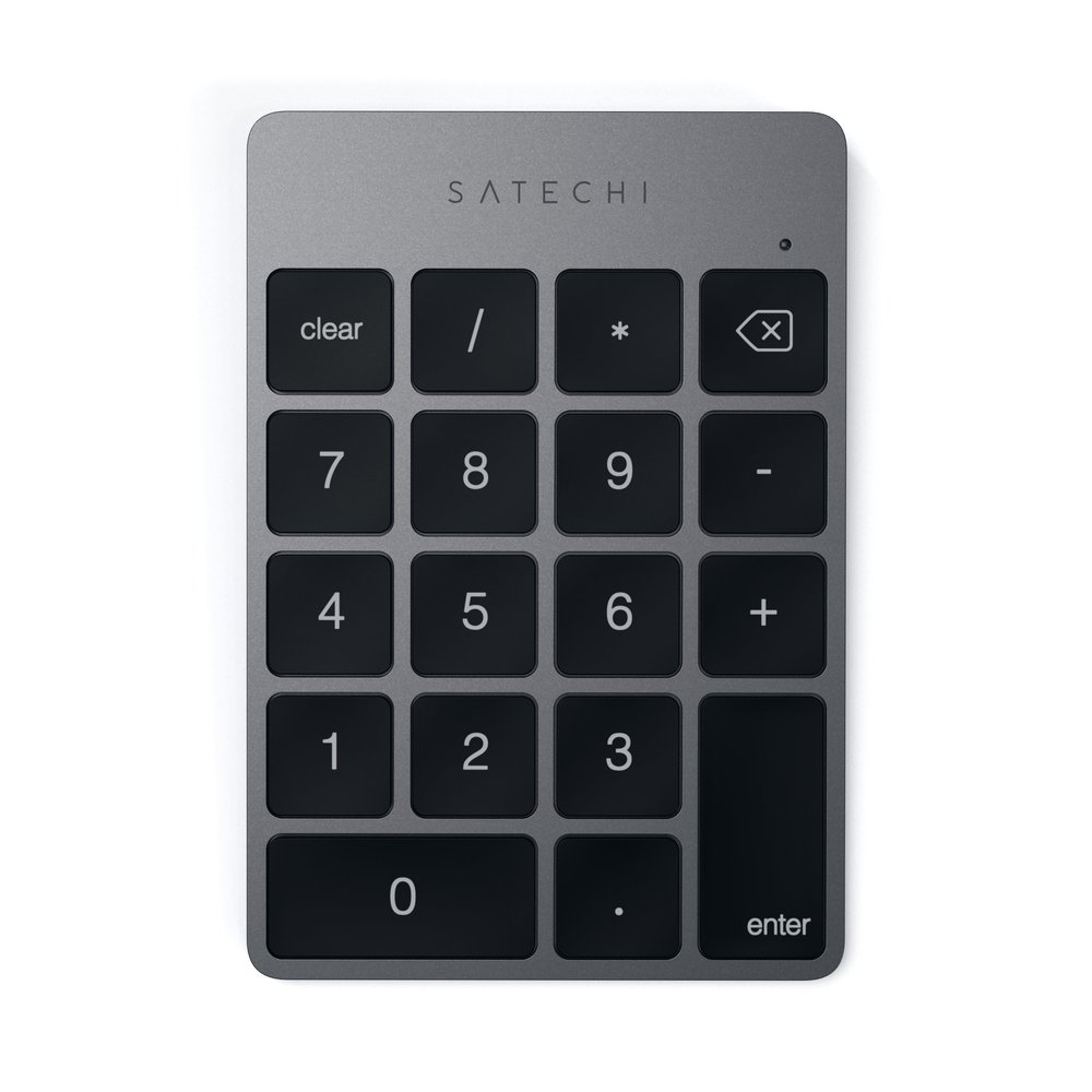 Satechi Slim Aluminum Bluetooth Keypad, Wireless Number Pad with 18 Keys, Micro USB Rechargeable Numpad, External Number Pad for MacBook Air/Pro M5/M4, iPad Air/Pro M5/M4/M3, iMac, PC - Space Gray