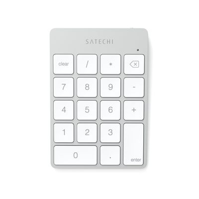 Satechi Slim Aluminum Bluetooth Keypad, Wireless Number Pad with 18 Keys, Micro USB Rechargeable Numpad, External Number Pad for MacBook Air/Pro M5/M4, iPad Air/Pro M5/M4/M3, iMac, PC - Silver
