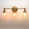 Phansthy 3-Light Wall Sconces Antique Brass Vanity Light, Industrial Wall Lamps with On Off Switch and Clear Glass Lampshade, Vintage Wall Lighting for Bathroom Living Room (Antique, Globe Shade) view 1