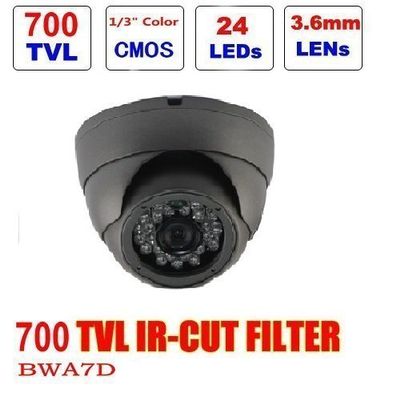 BW BWA7D 1/4'' 700TVL Indoor Plastic Day Night Security Surveillance CCTV Dome Camera with 20M IR Range Night Vision-Black