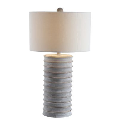 SAFAVIEH Lighting Collection Melina Rustic Wash White 29-inch Bedroom Living Room Home Office Desk Nightstand Table Lamp Set of 2 (LED Bulbs Included)