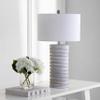 SAFAVIEH Lighting Collection Melina Rustic Wash White 29-inch Bedroom Living Room Home Office Desk Nightstand Table Lamp Set of 2 (LED Bulbs Included) view 2