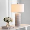 SAFAVIEH Lighting Collection Melina Rustic Wash White 29-inch Bedroom Living Room Home Office Desk Nightstand Table Lamp Set of 2 (LED Bulbs Included) view 3
