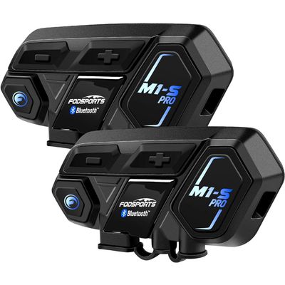 Fodsports Motorcycle Bluetooth Intercom, Music Sharing, M1S Pro 2000m 10 Riders Group Helmet Communication System Headset Universal Wireless Interphone (Waterproof/Handsfree/Stereo Music/GPS/2 Mic)