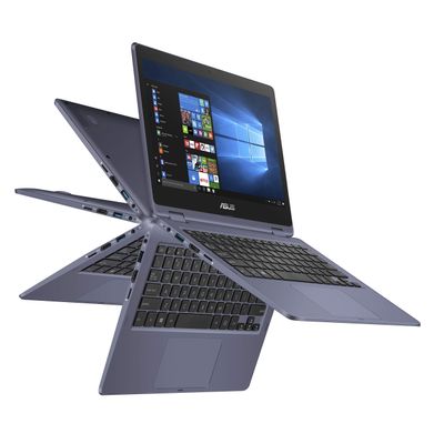 ASUS VivoBook Flip Thin And Light 2-in-1 Laptop - 11.6" HD Touchscreen, Intel Dual-Core Celeron N3350 Processor, 4GB RAM, 64GB eMMC Storage, Windows 10 in S Mode, Office 365 - J202NA-DH01T