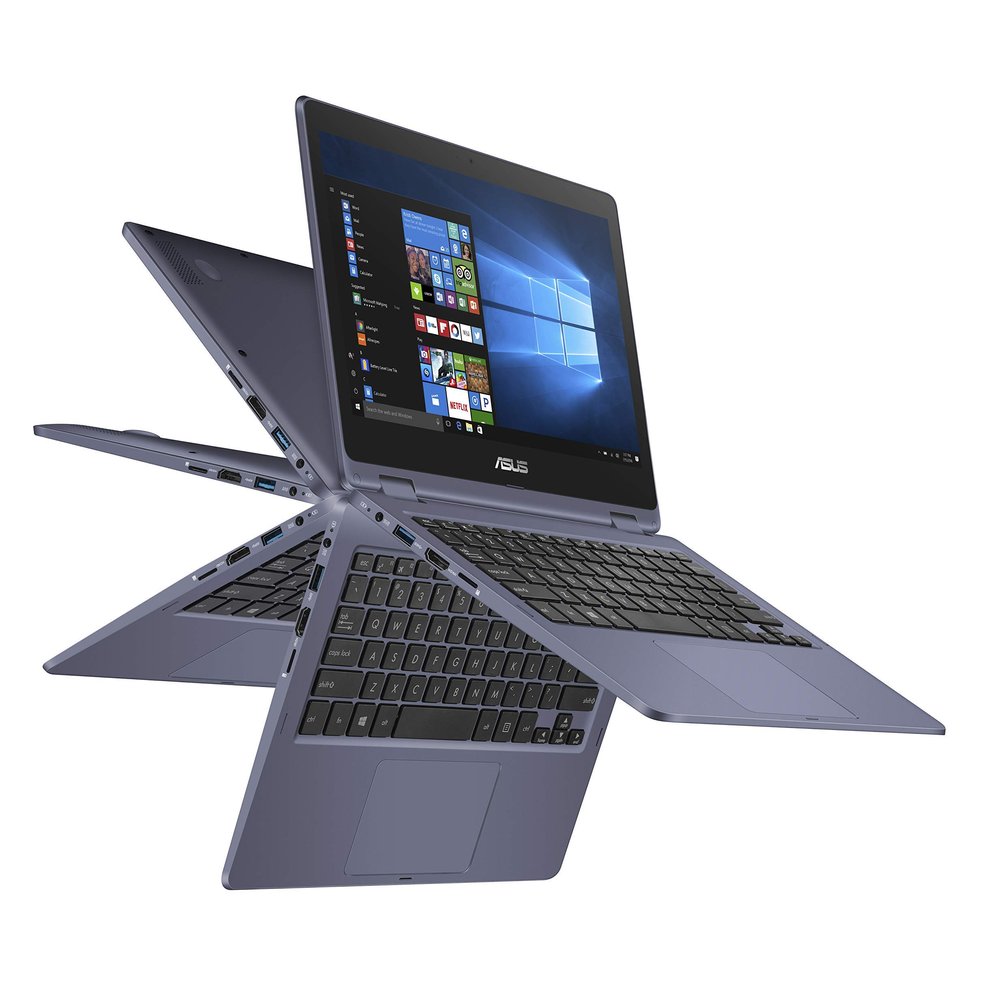 ASUS VivoBook Flip Thin And Light 2-in-1 Laptop - 11.6" HD Touchscreen, Intel Dual-Core Celeron N3350 Processor, 4GB RAM, 64GB eMMC Storage, Windows 10 in S Mode, Office 365 - J202NA-DH01T