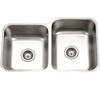 Houzer 31" Stainless Steel Undermount 60/40 Double Bowl Kitchen Sink