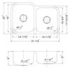 Houzer 31" Stainless Steel Undermount 60/40 Double Bowl Kitchen Sink view 3