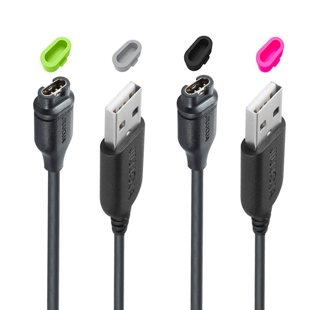 JIUJOJA Charger Cable Compatible with Garmin Watch - 3.93ft Length (2Pack) +4 Colors Charger Port Protector