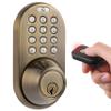 MiLocks XF-02AQ Digital Deadbolt Door Lock with Keyless Entry via Remote Control and Keypad Code for Exterior Doors, Antique Brass view 1