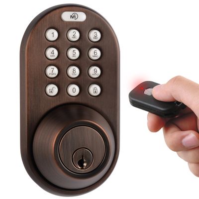 MiLocks XF-02OB Digital Deadbolt Door Lock with Keyless Entry via Remote Control and Keypad Code for Exterior Doors