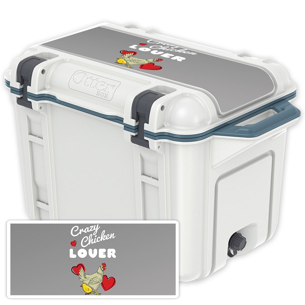 MightySkins (Cooler Not Included) Skin Compatible with OtterBox Venture 45 qt Cooler Lid - Crazy Chicken Lover | Protective, Durable, and Unique Vinyl wrap Cover | Easy to Apply | Made in The USA
