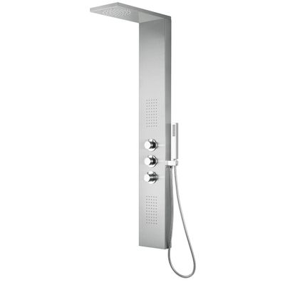 Blue Ocean  56" Stainless Steel SPS8729 Thermostatic Shower Panel Column System with Rainfall Shower Head, Body Nozzles, and Handheld Shower Head, Shower Tower