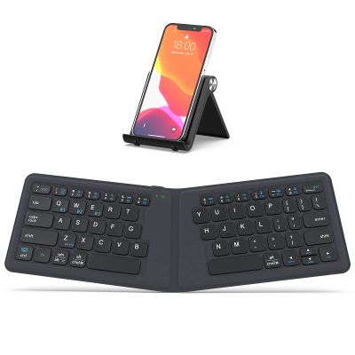 iClever Ergonomic Foldable Keyboard, BK06 Split Folding Bluetooth Keyboard with PU Leather Cover, USB-C Rechargeable, Multi-Device, Ultra Slim Portable Travel Keyboard for iPad, iPhone, Tablet, Laptop