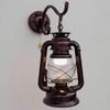 LIN XIAO HAO mayu Kerosene Lantern Pull Chain Wall Lamp Retro Bedroom Bedside Iron and Glass Shade Wall Sconces (Color : Red Bronze) view 3